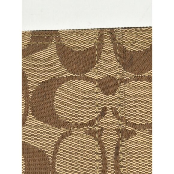 Coach Signature Brown & Tan Canvas Leather Wristlet With Zipper Closure & Detach - Picture 10 of 10